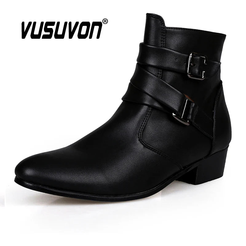 Men Fashion Toe Height Increase Boots