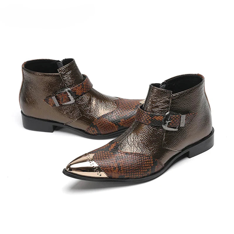 Brown Leatehr Ankle Boots For Man