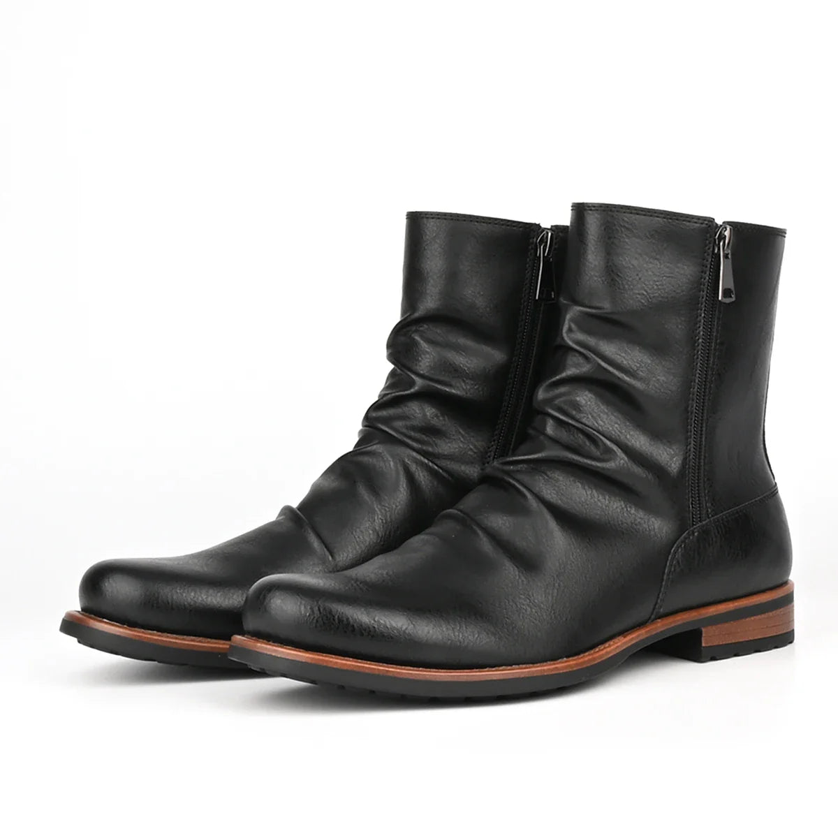 Men's British style low heeled retro boots for daily casual wear