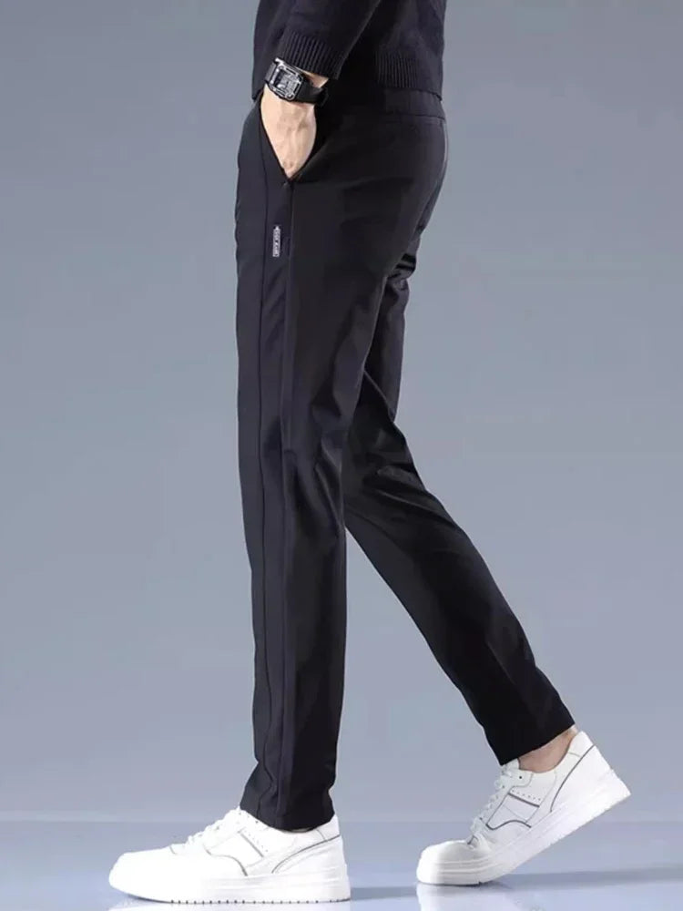 Elastic Men's Casual Trousers Slim Straight Business Pants
