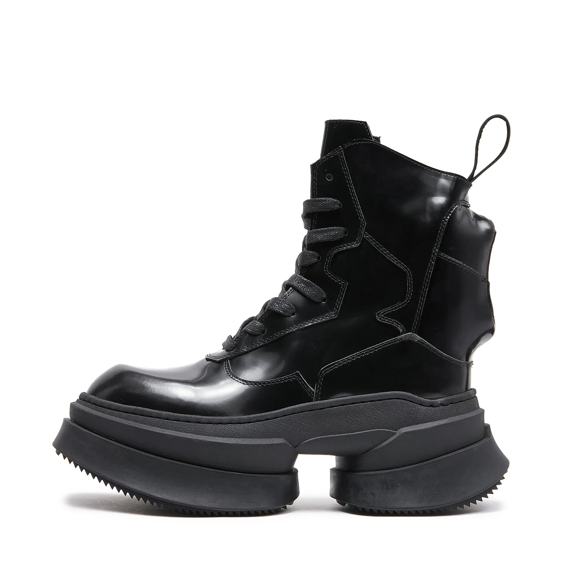 Leather lace up men's boots, trendy height increasing leather shoes