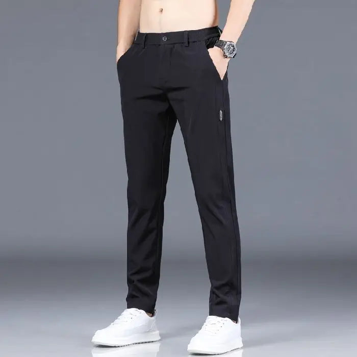 Elastic Men's Casual Trousers Slim Straight Business Pants