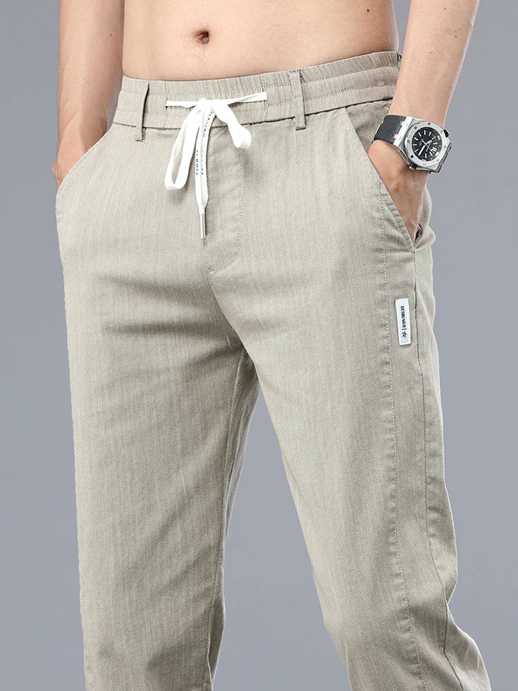 Brand Clothing Men's Casual Pants Spring Summer Thin Cotton Elastic Waist Design Jogging Trousers Solid Korean Men Sweatpants