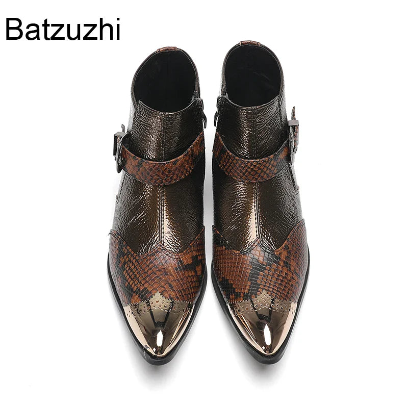 Brown Leatehr Ankle Boots For Man