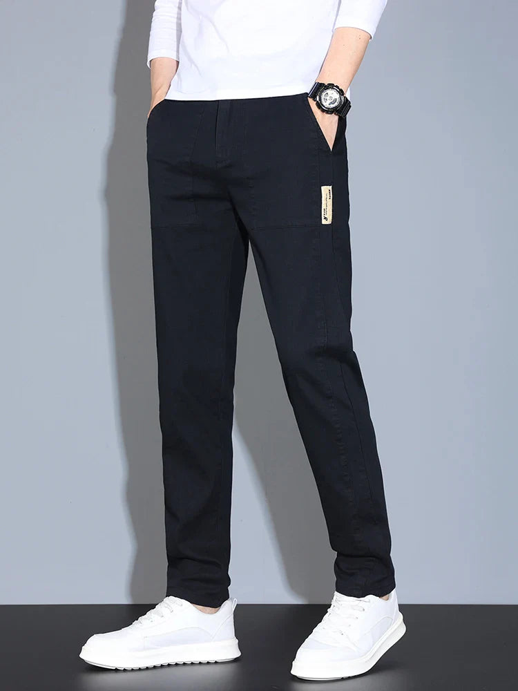 4 Colors Male Casual Pants Spring Summer Thin Cotton Slim Elastic Comfortable Business Trousers Korean Trendy Men Clothes