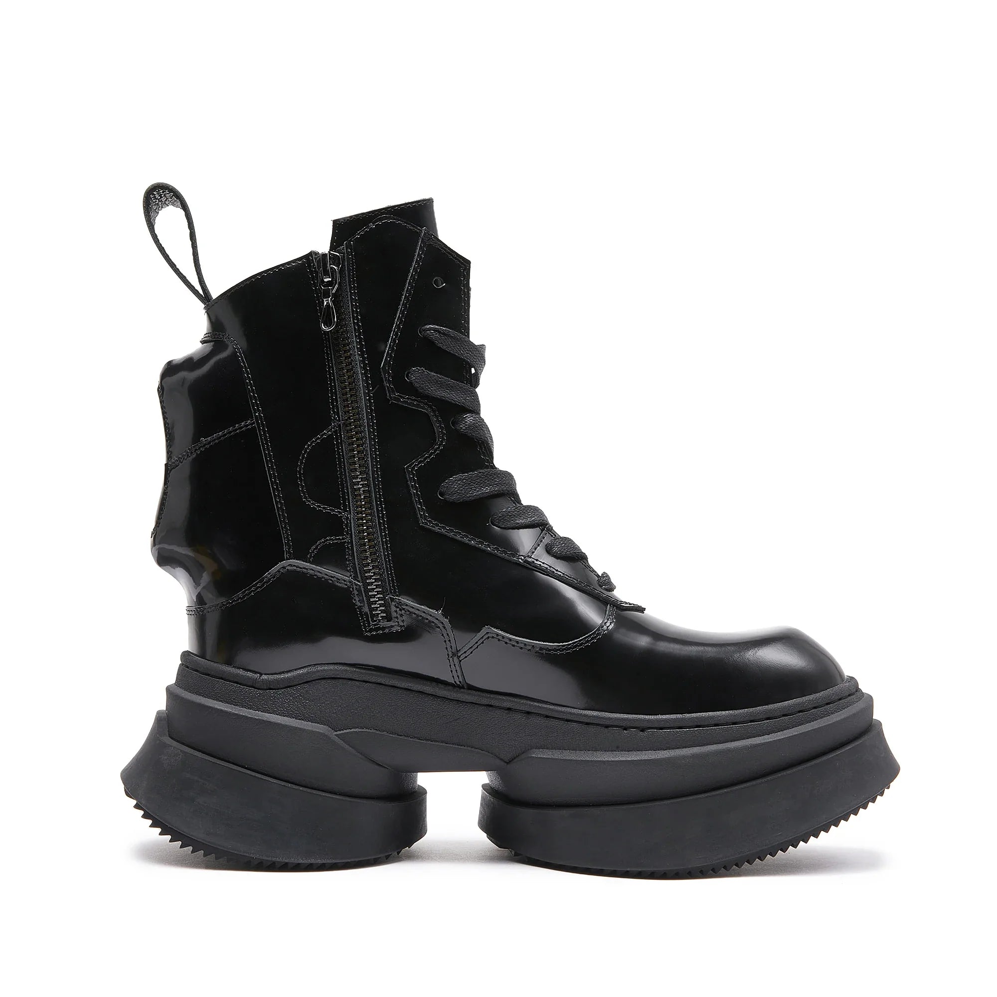 Leather lace up men's boots, trendy height increasing leather shoes