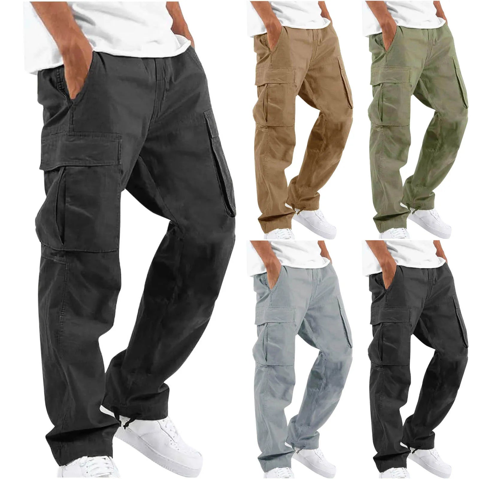 Men Cargo Pants Casual Trousers