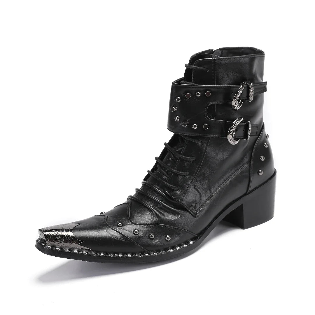 Mens Black Spike Party Shoes