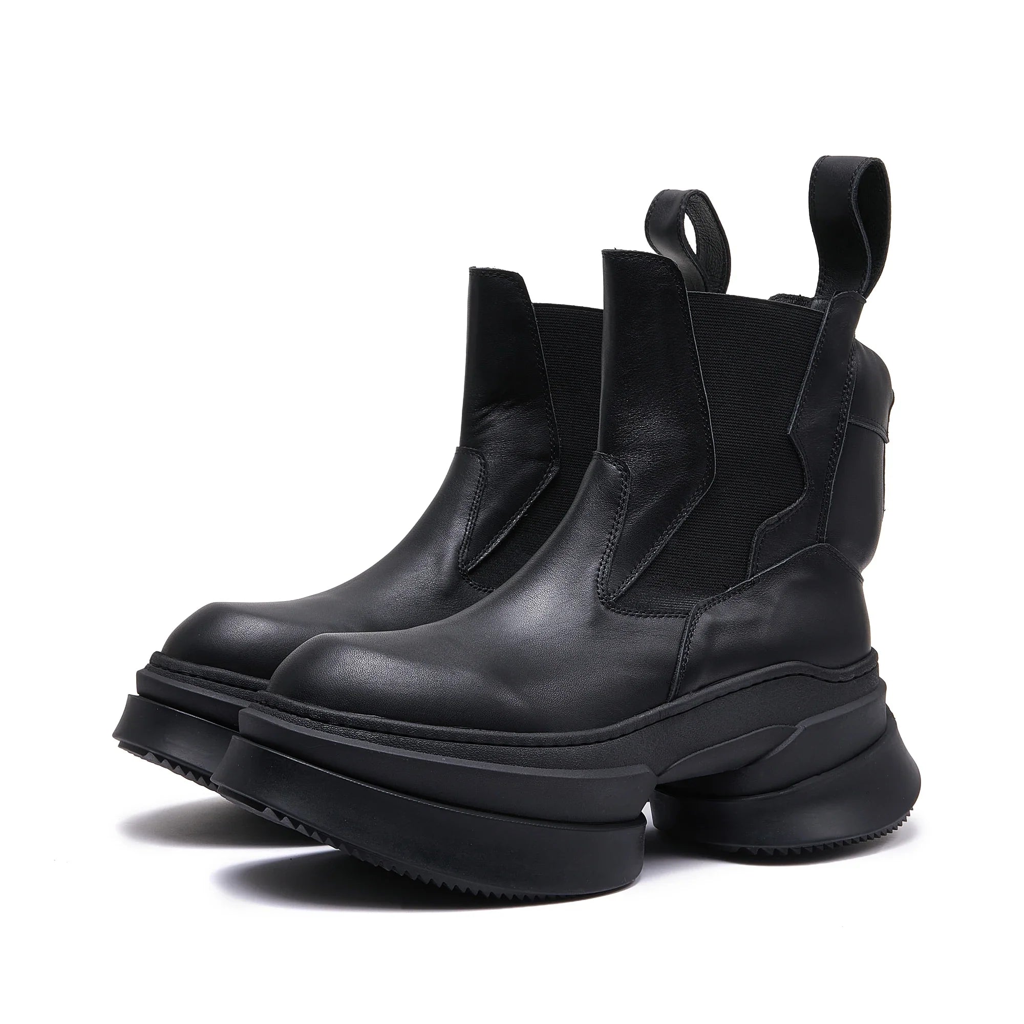 Dark punk thick soled high rise Chelsea boots