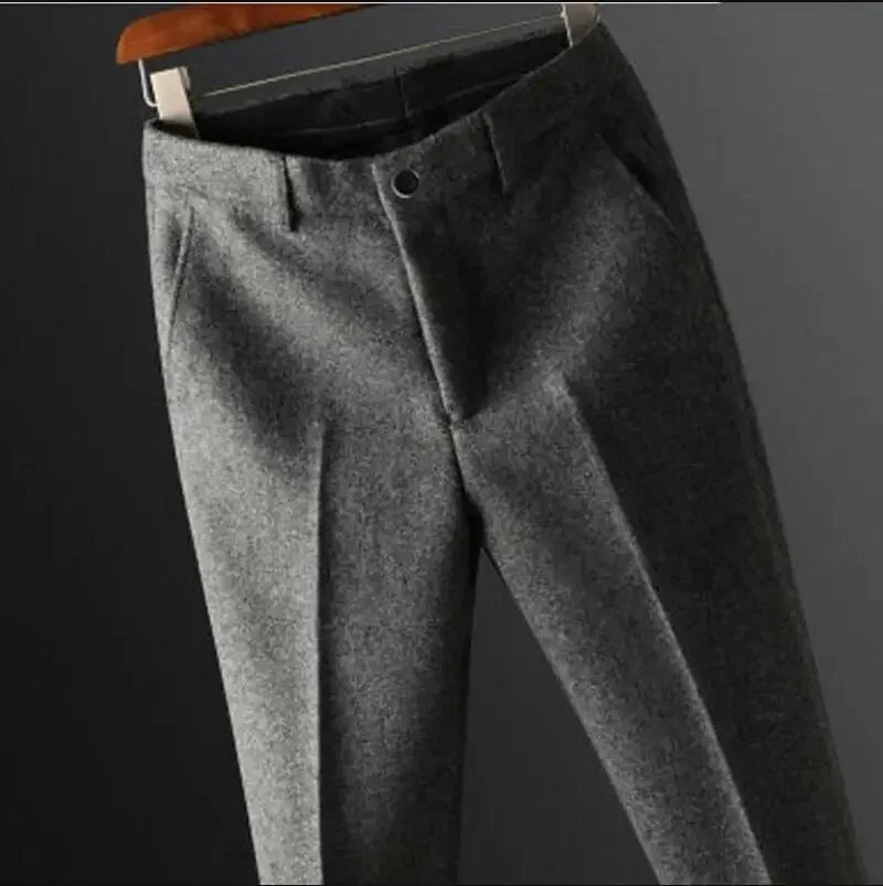 Men's Suit Pants Fashion Business Casual Woolen Suit Pants
