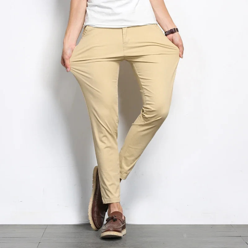 Men Fashions Casual Pants Men Straight Slight Elastic Trousers