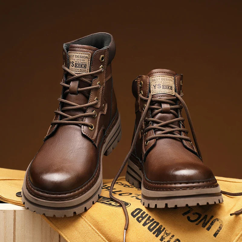 Camel Dynamic Men's High-top Mid-top Leather Shoes