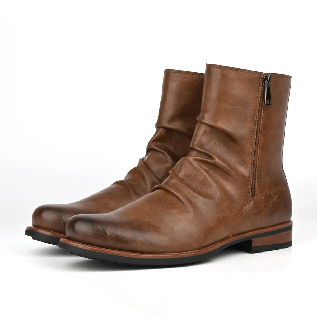Men's British style low heeled retro boots for daily casual wear