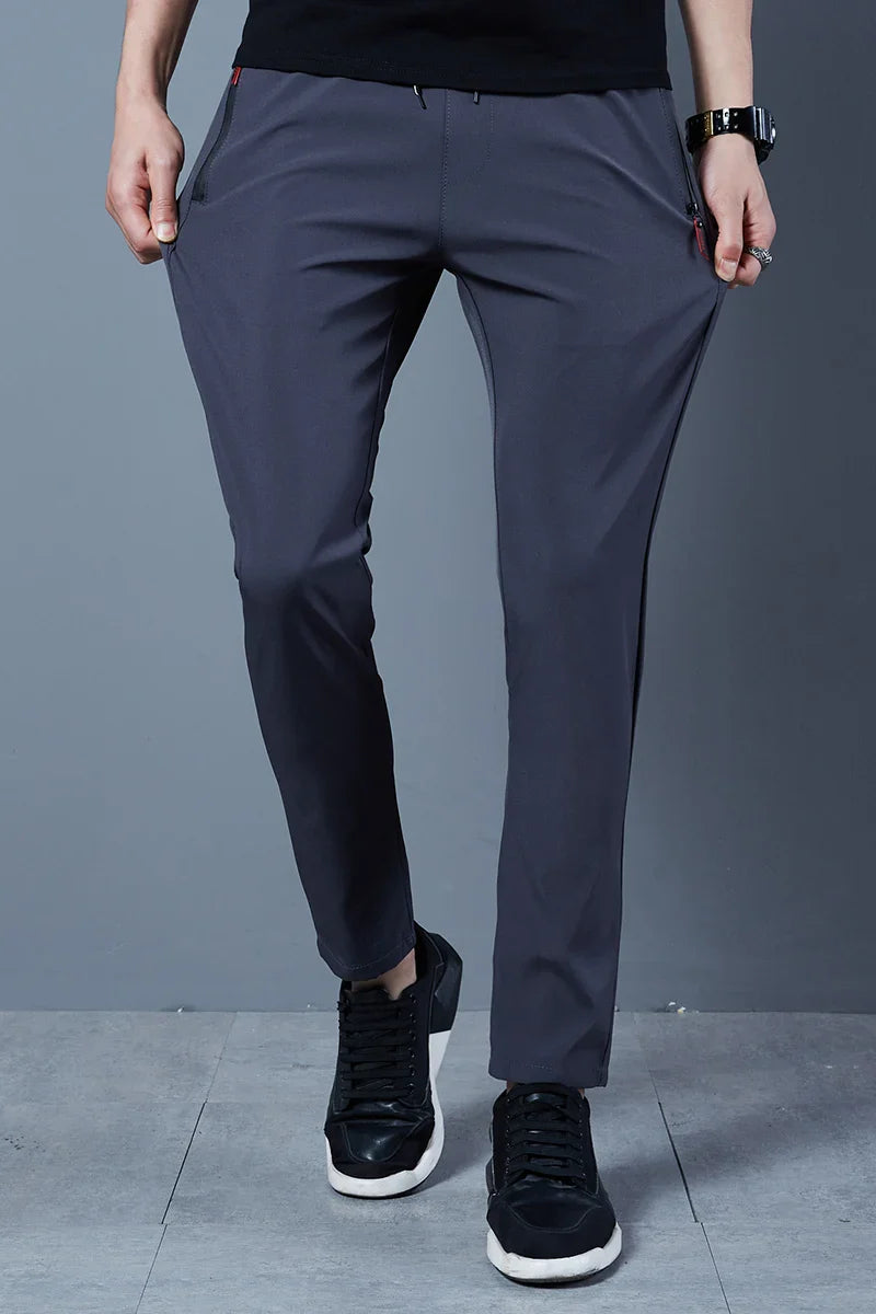 Summer Mens Ice Silk Pants 2024 New Slim Fit Breathable Bicycle Quick Drying Feet Pants Casual Outdoor Solid Color Fishing Pants