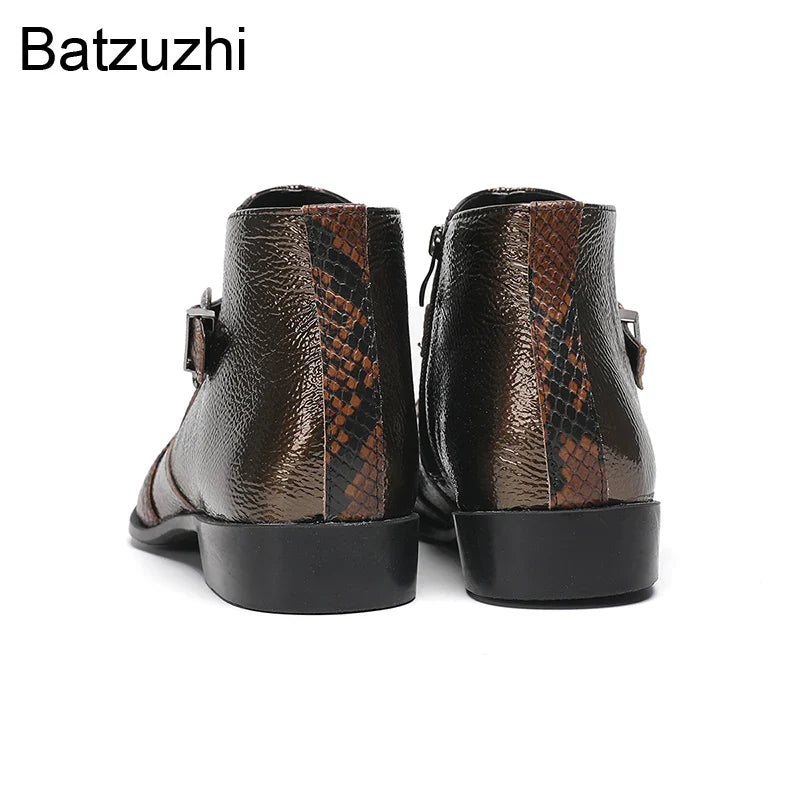 Brown Leatehr Ankle Boots For Man