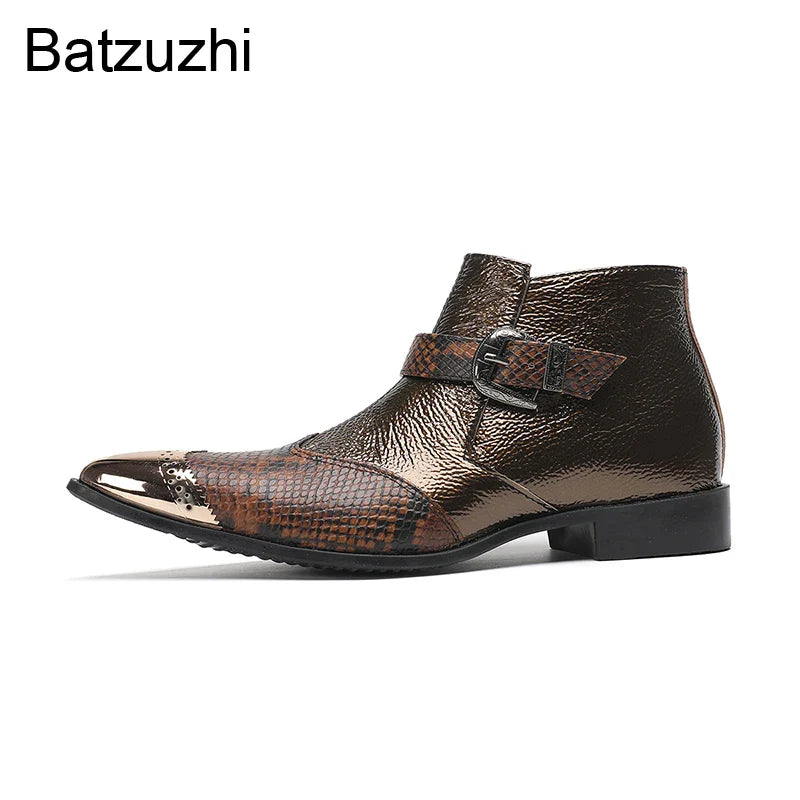 Brown Leatehr Ankle Boots For Man
