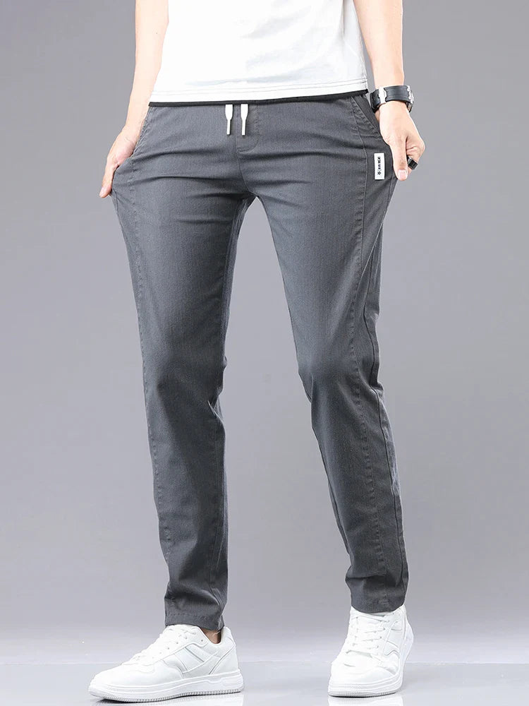 Brand Clothing Men's Casual Pants Spring Summer Thin Cotton Elastic Waist Design Jogging Trousers Solid Korean Men Sweatpants