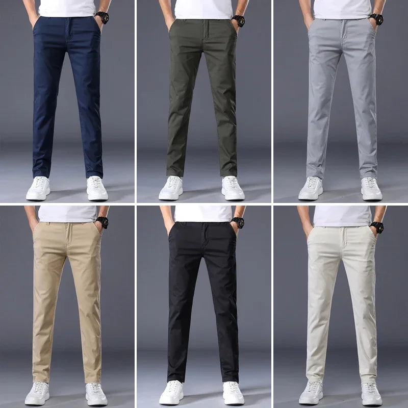 Thin Men's Casual Classic Straight Slim Fit Pants