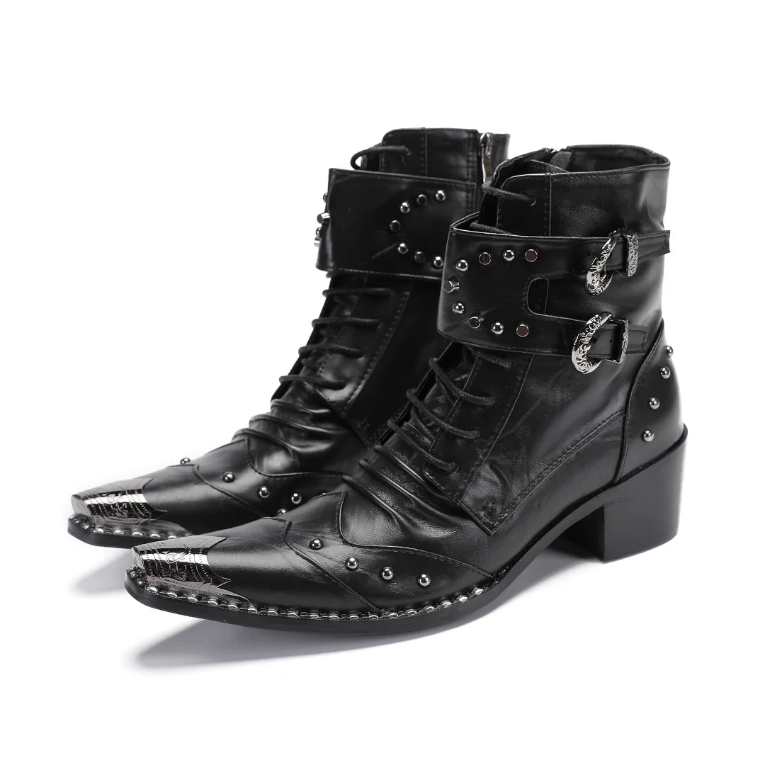 Mens Black Spike Party Shoes