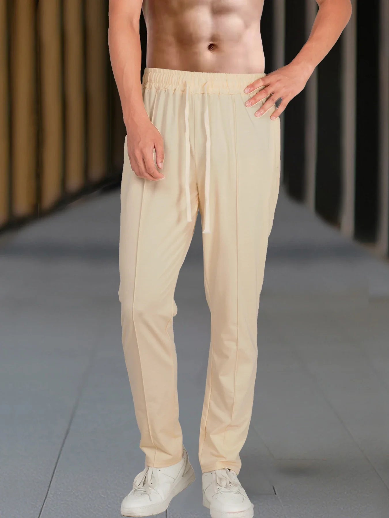 2024 Spring/Summer Hot Selling Men's Fashionable Casual Solid Color Pants Loose Tight Cord Straight Pants