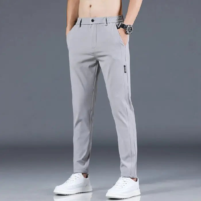 Elastic Men's Casual Trousers Slim Straight Business Pants