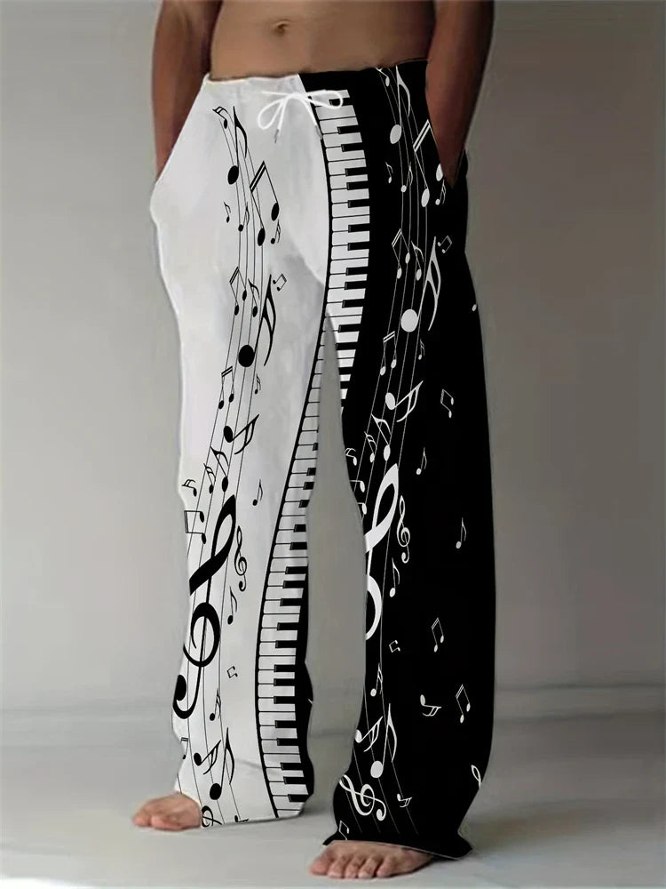 Vintage Men's Summer Straight Pants Comfortable And Breathable Cotton Linen Casual Pants Men's Butterfly Print Large Linen Pants