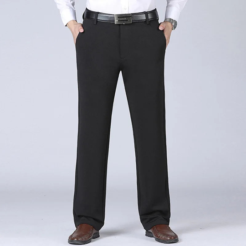 Men's Business Pants Big Size 52 Elastic Waist Straight Suit Pants