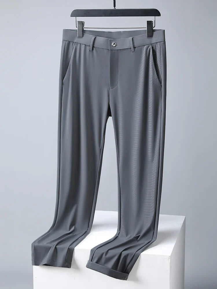 Men Long Pants Breathable Stretched Spandex Nylon Slim Trousers