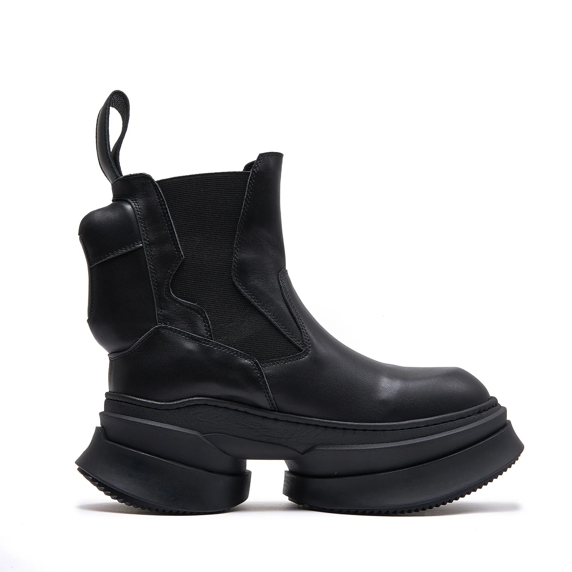 Dark punk thick soled high rise Chelsea boots