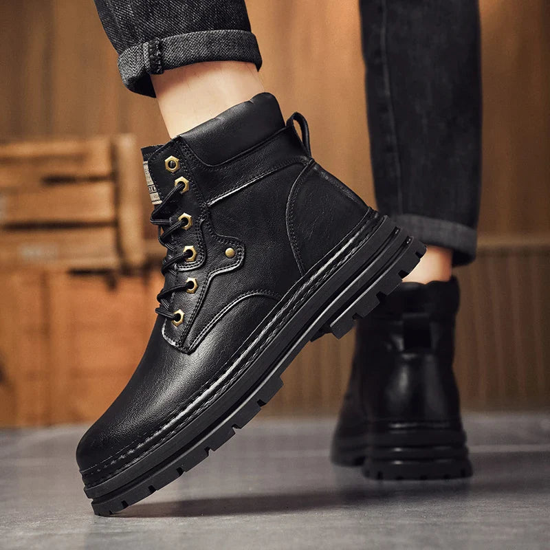 Camel Dynamic Men's High-top Mid-top Leather Shoes