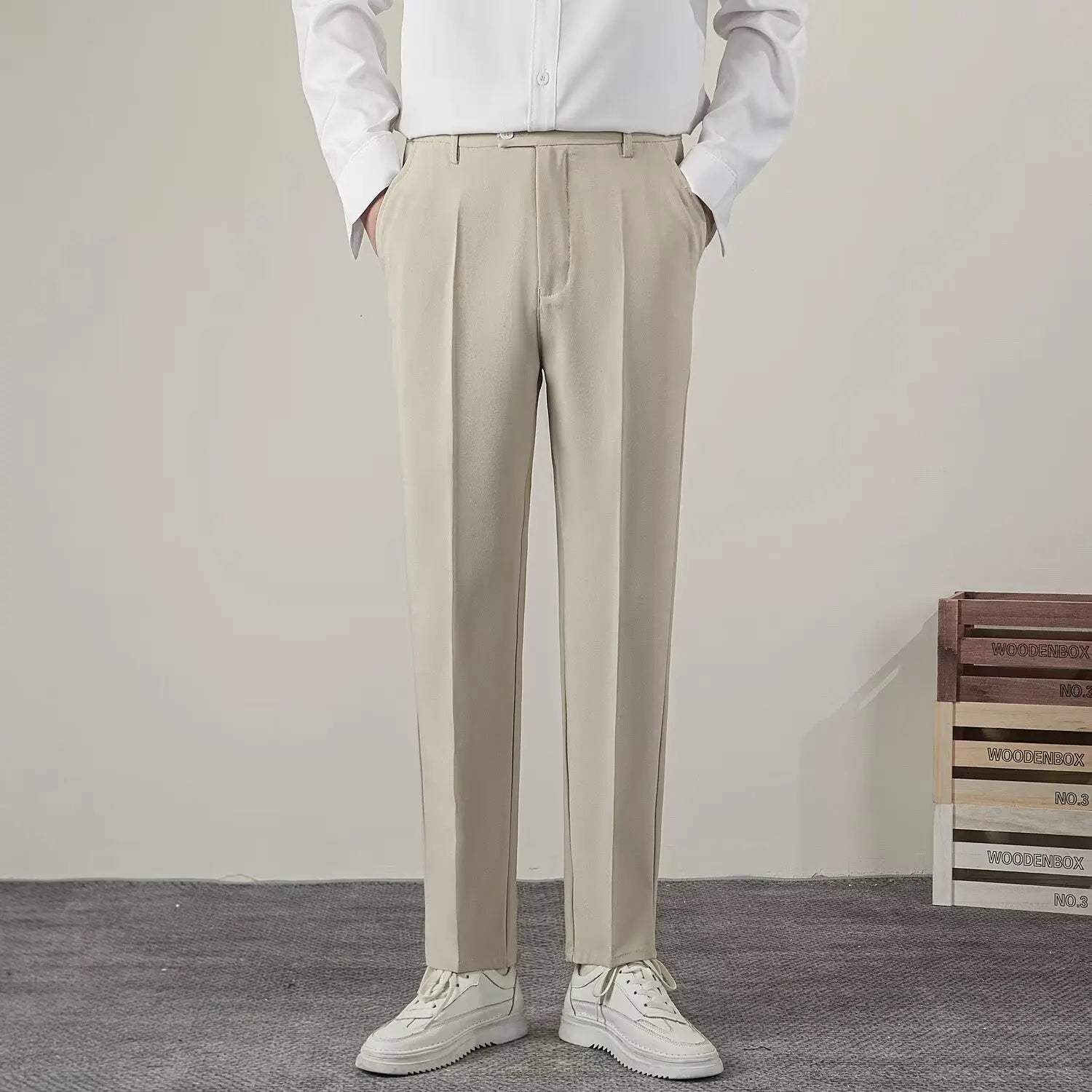 Men's Solid Color Straight Casual Pants