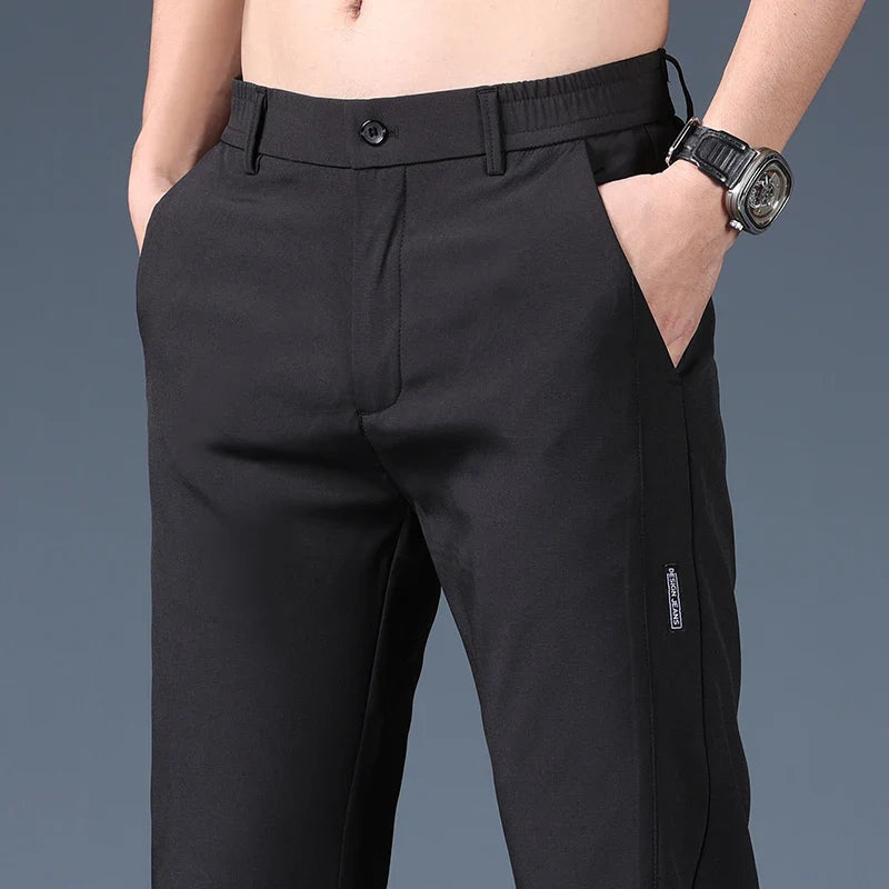 Business Casual Elastic Waist Smooth Trouser Suit Pants