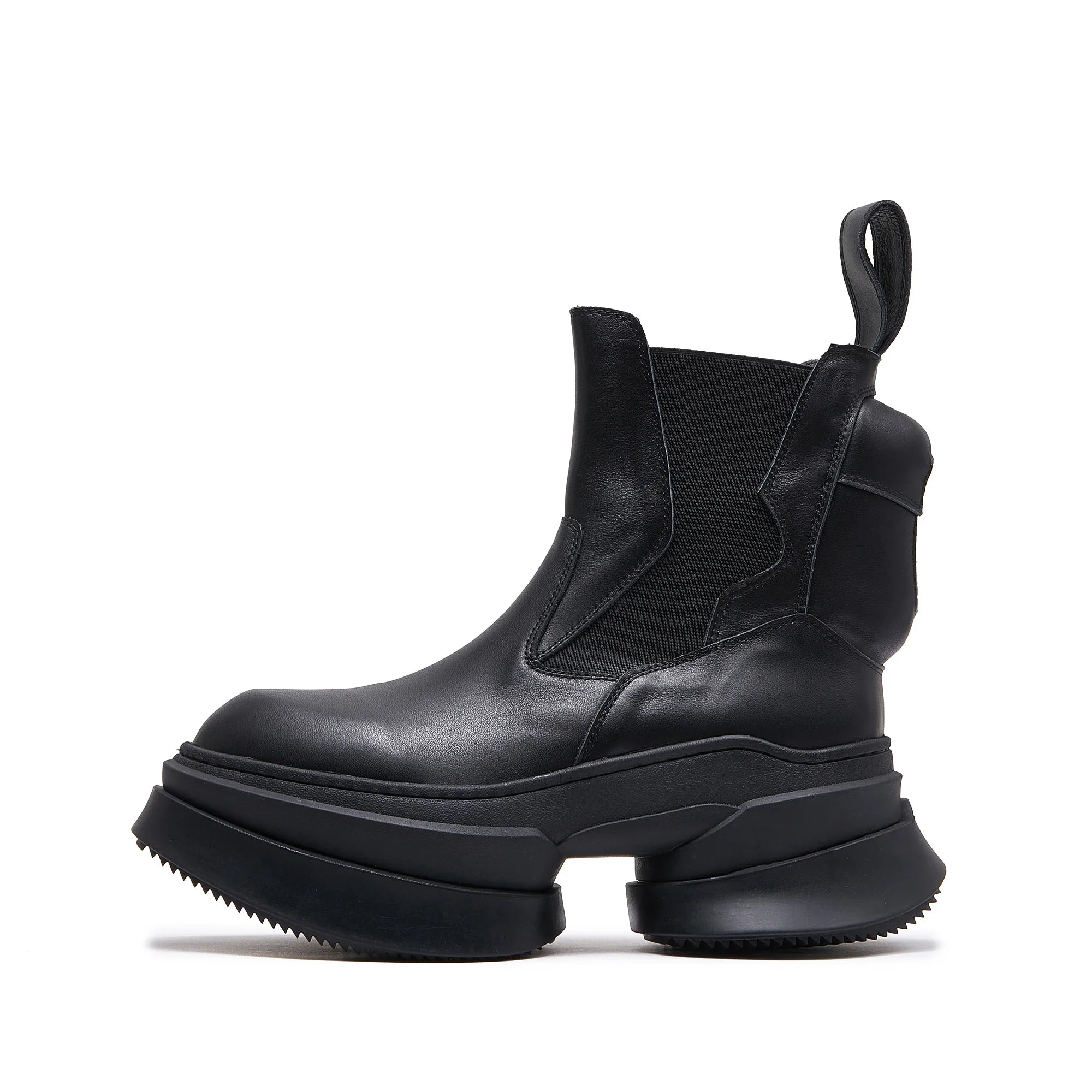 Dark punk thick soled high rise Chelsea boots