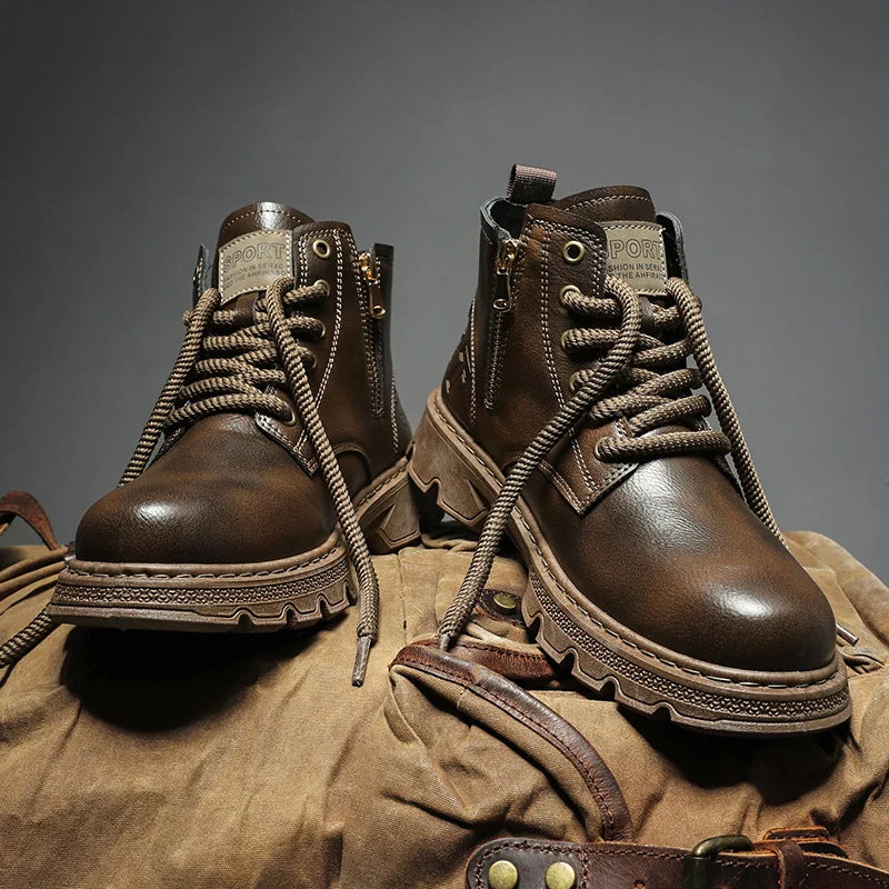 Retro Style Lether Boots For Men