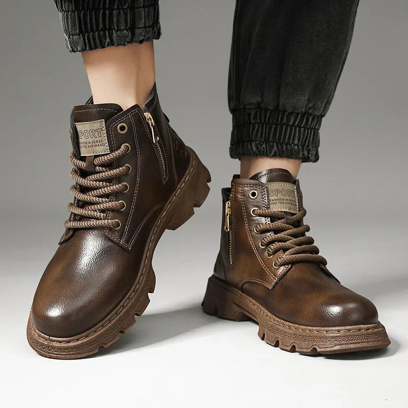 Retro Style Lether Boots For Men