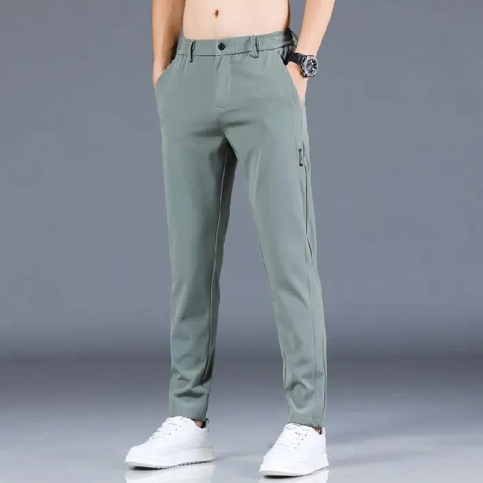 Elastic Men's Casual Trousers Slim Straight Business Pants