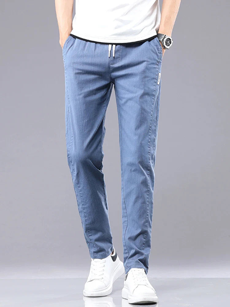 Brand Clothing Men's Casual Pants Spring Summer Thin Cotton Elastic Waist Design Jogging Trousers Solid Korean Men Sweatpants