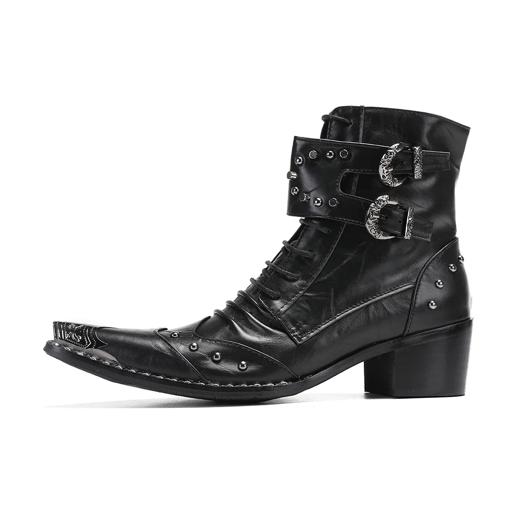 Mens Black Spike Party Shoes