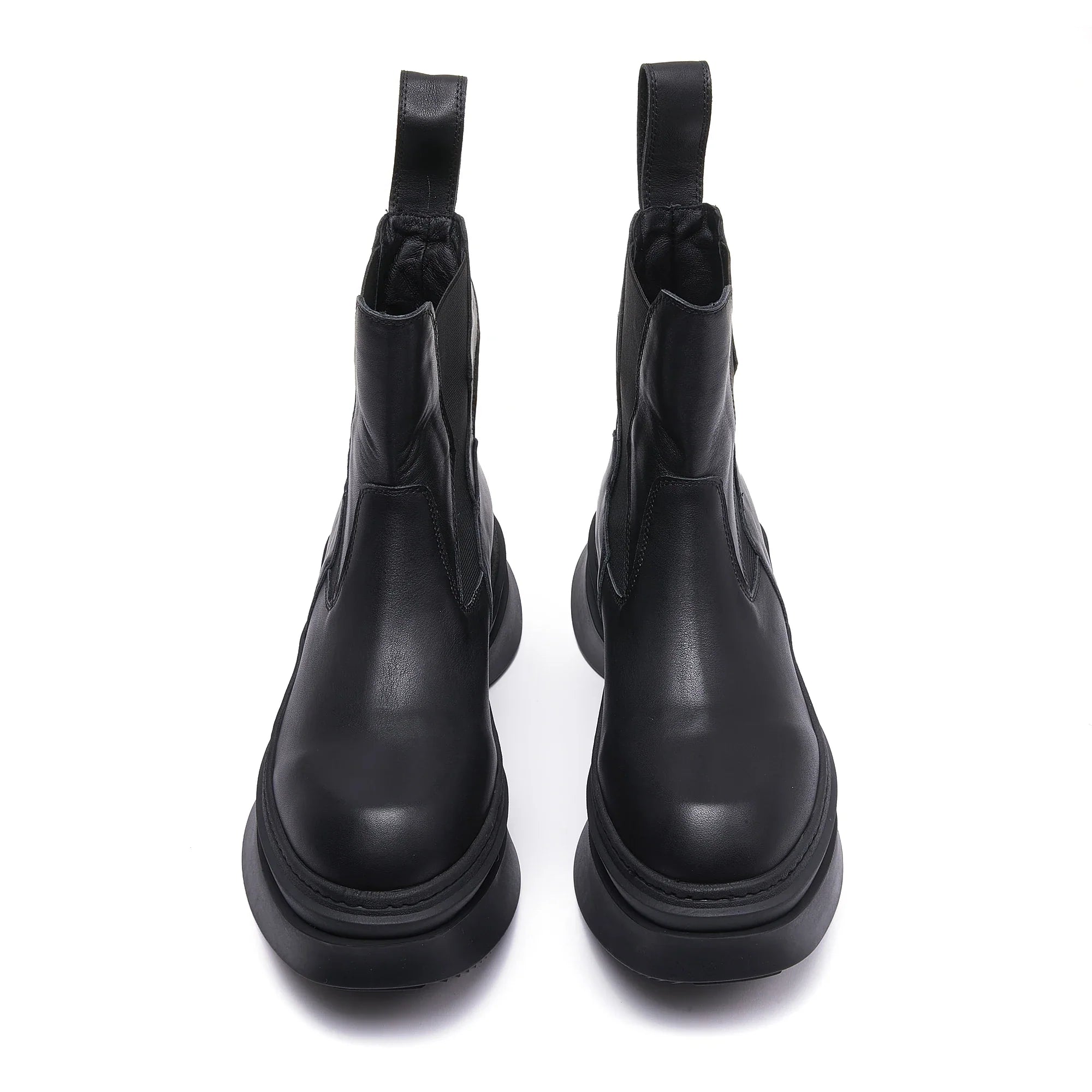 Dark punk thick soled high rise Chelsea boots