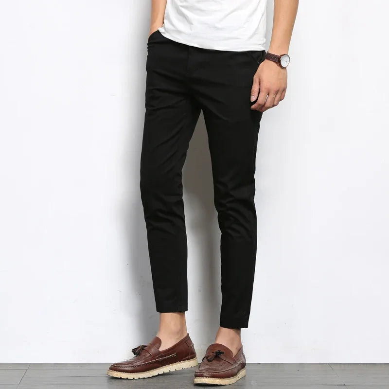 Men Fashions Casual Pants Men Straight Slight Elastic Trousers