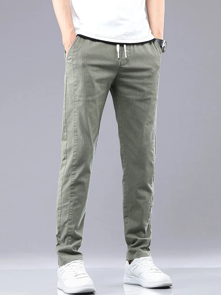 Brand Clothing Men's Casual Pants Spring Summer Thin Cotton Elastic Waist Design Jogging Trousers Solid Korean Men Sweatpants