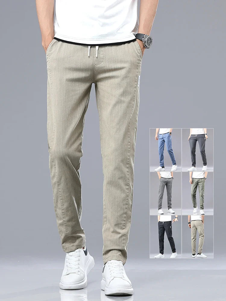 Brand Clothing Men's Casual Pants Spring Summer Thin Cotton Elastic Waist Design Jogging Trousers Solid Korean Men Sweatpants