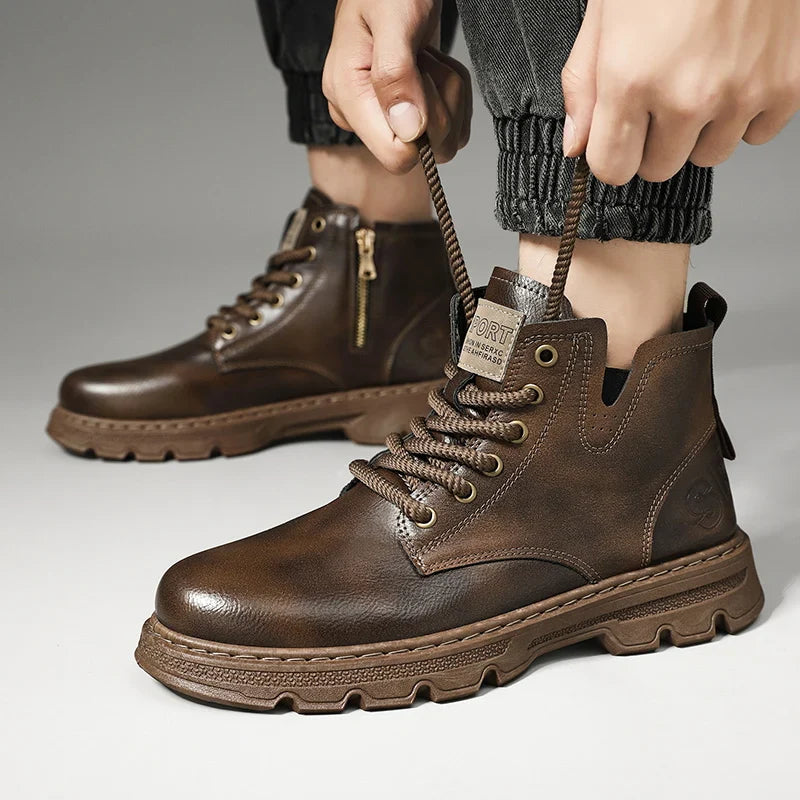 Retro Style Lether Boots For Men
