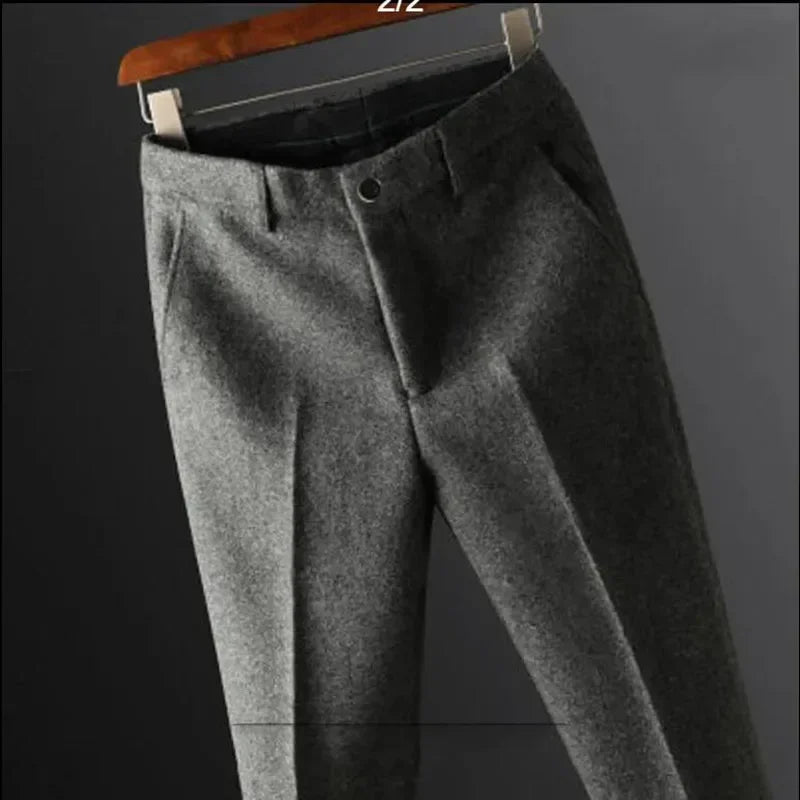 Men's Suit Pants Fashion Business Casual Woolen Suit Pants