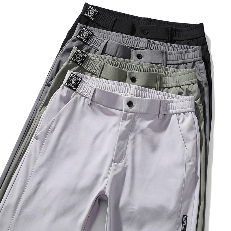 Business Casual Elastic Waist Smooth Trouser Suit Pants