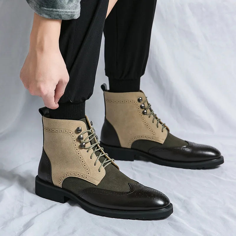 Retro Black Men's Leather Boots