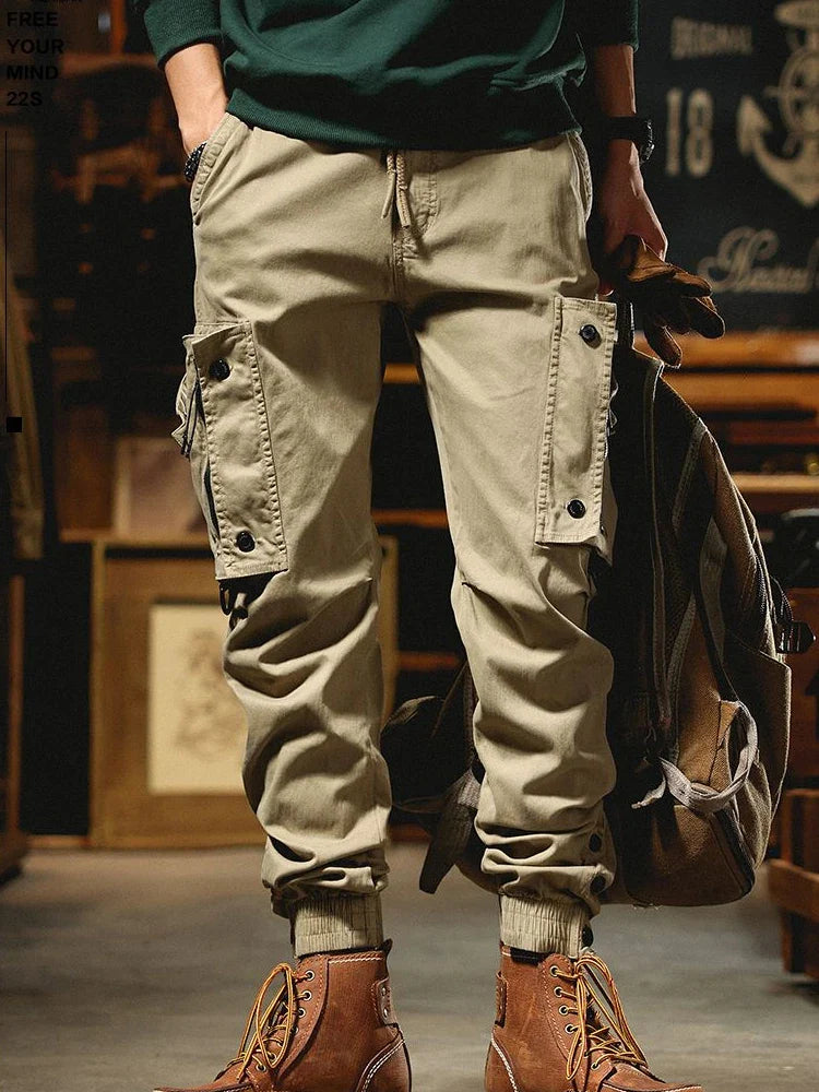 Multi-pocket overalls men's trousers