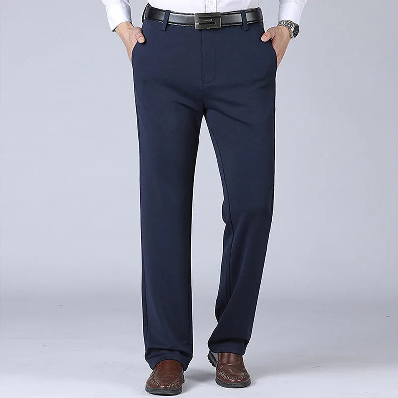 Men's Business Pants Big Size 52 Elastic Waist Straight Suit Pants