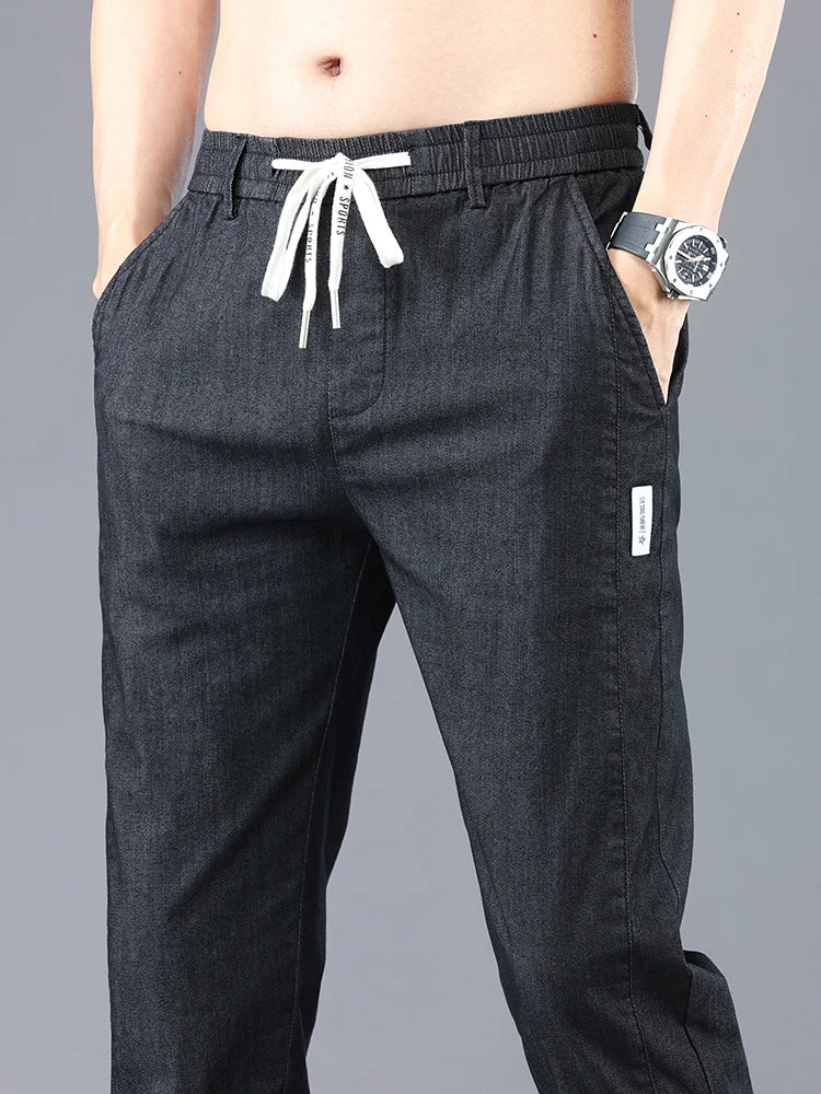 Brand Clothing Men's Casual Pants Spring Summer Thin Cotton Elastic Waist Design Jogging Trousers Solid Korean Men Sweatpants