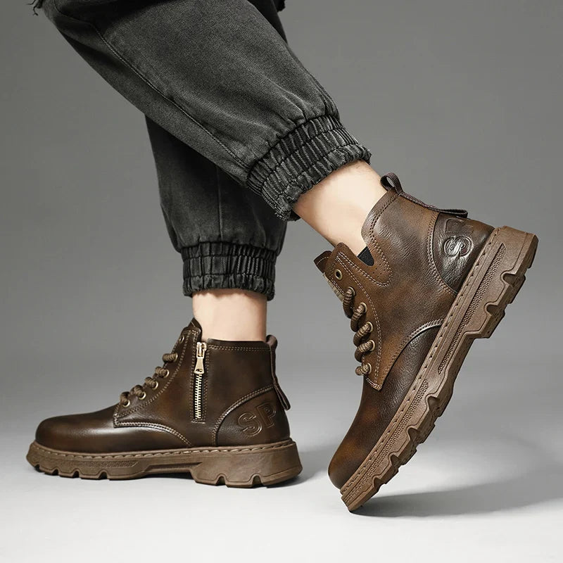 Retro Style Lether Boots For Men